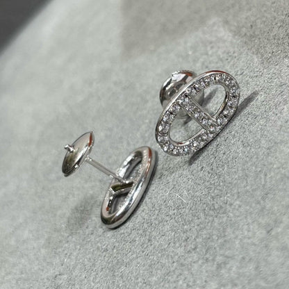 [AM]HM FULL DIAMOND PIG NOSE STUD EARRINGS
