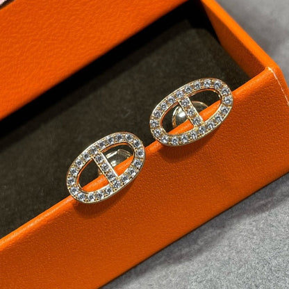 [AM]HM FULL DIAMOND PIG NOSE STUD EARRINGS