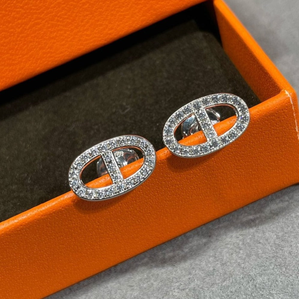[AM]HM FULL DIAMOND PIG NOSE STUD EARRINGS