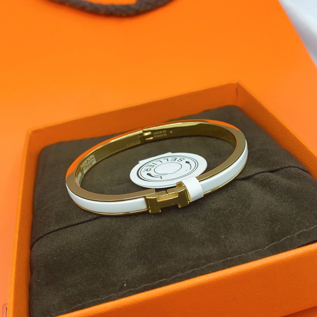 [AM]CLASSIC HM CLIC WHITE 8MM ENAMEL BRACELET