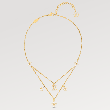 [AM]FLOWERGRAM GOLD MOP DOUBLE ROW NECKLACE