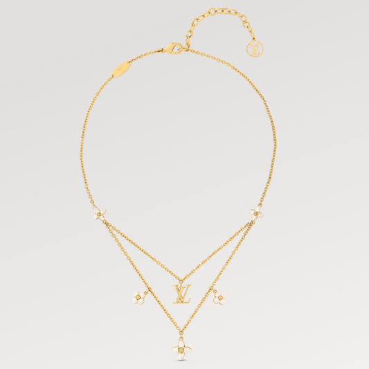 [AM]FLOWERGRAM GOLD MOP DOUBLE ROW NECKLACE
