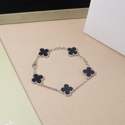 [AM]LUCKY CLOVER 5-MOTIF BRACELET - BLACK OXNY COLLECTION