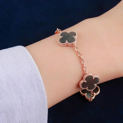 [AM]LUCKY CLOVER 5-MOTIF BRACELET - GREY MOTHER-OF-PEARL COLLECTION