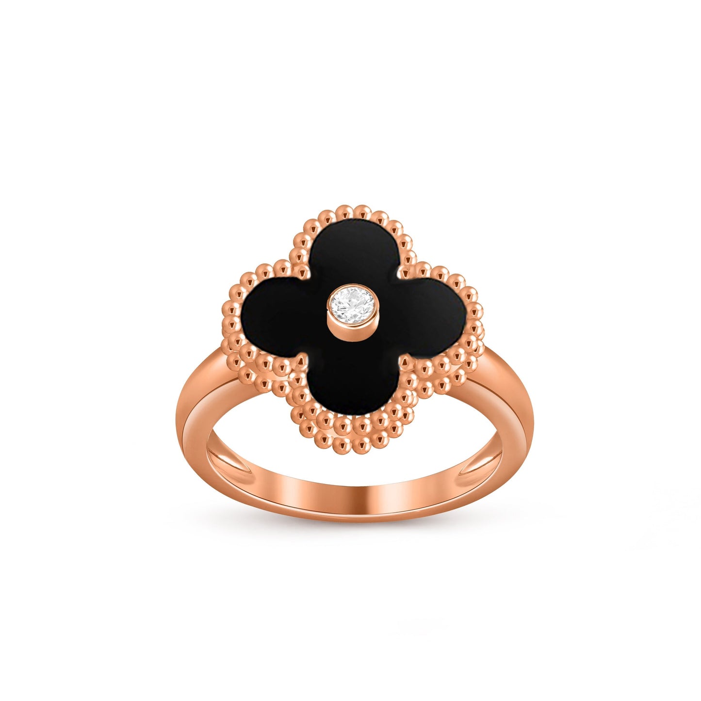 [AM]LUCKY CLOVER DIAMOND-ACCENT ROSE GOLD RING COLLECTION