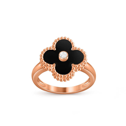 [AM]LUCKY CLOVER DIAMOND-ACCENT ROSE GOLD RING COLLECTION