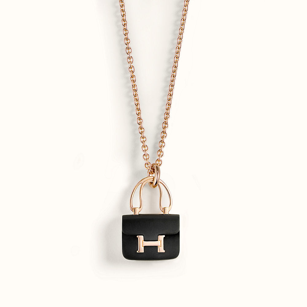 [AM]CONSTANCE BLACK PEDANT ROSE GOLD NECKLACE