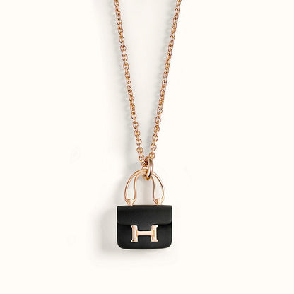 [AM]CONSTANCE BLACK PEDANT ROSE GOLD NECKLACE
