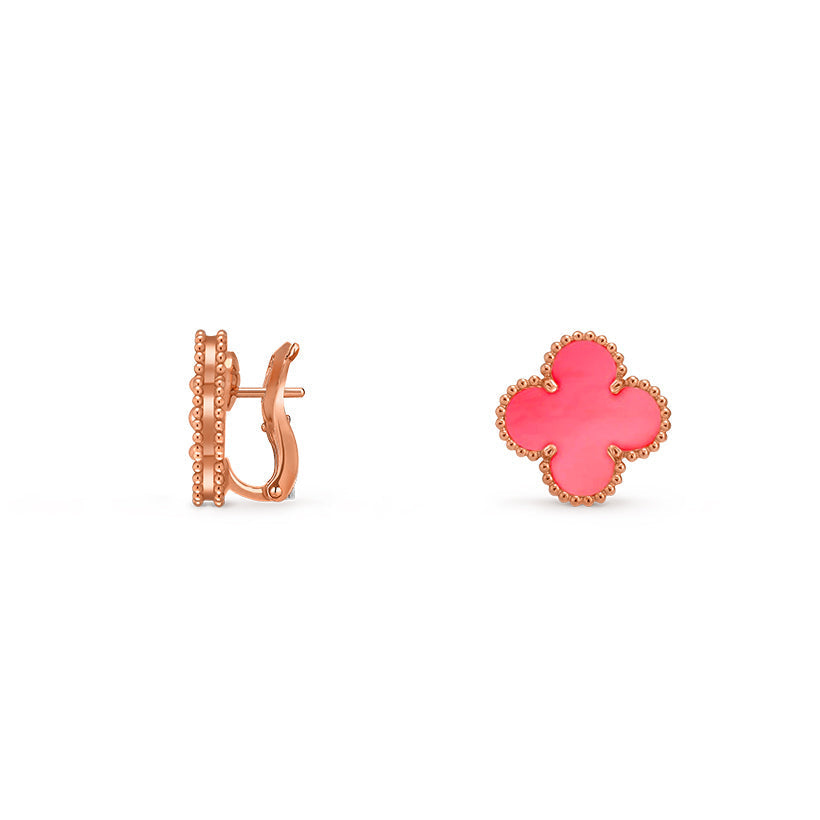 [AM]15MM CLOVER FLOWER STUD EARRINGS ROSE GOLD COLLECTION