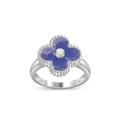 [AM]LUCKY CLOVER DIAMOND-ACCENT WHITE GOLD RING COLLECTION