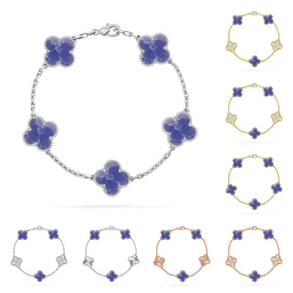 [AM]LUCKY CLOVER 5-MOTIF BRACELET - BLUE LARIMAR COLLECTION
