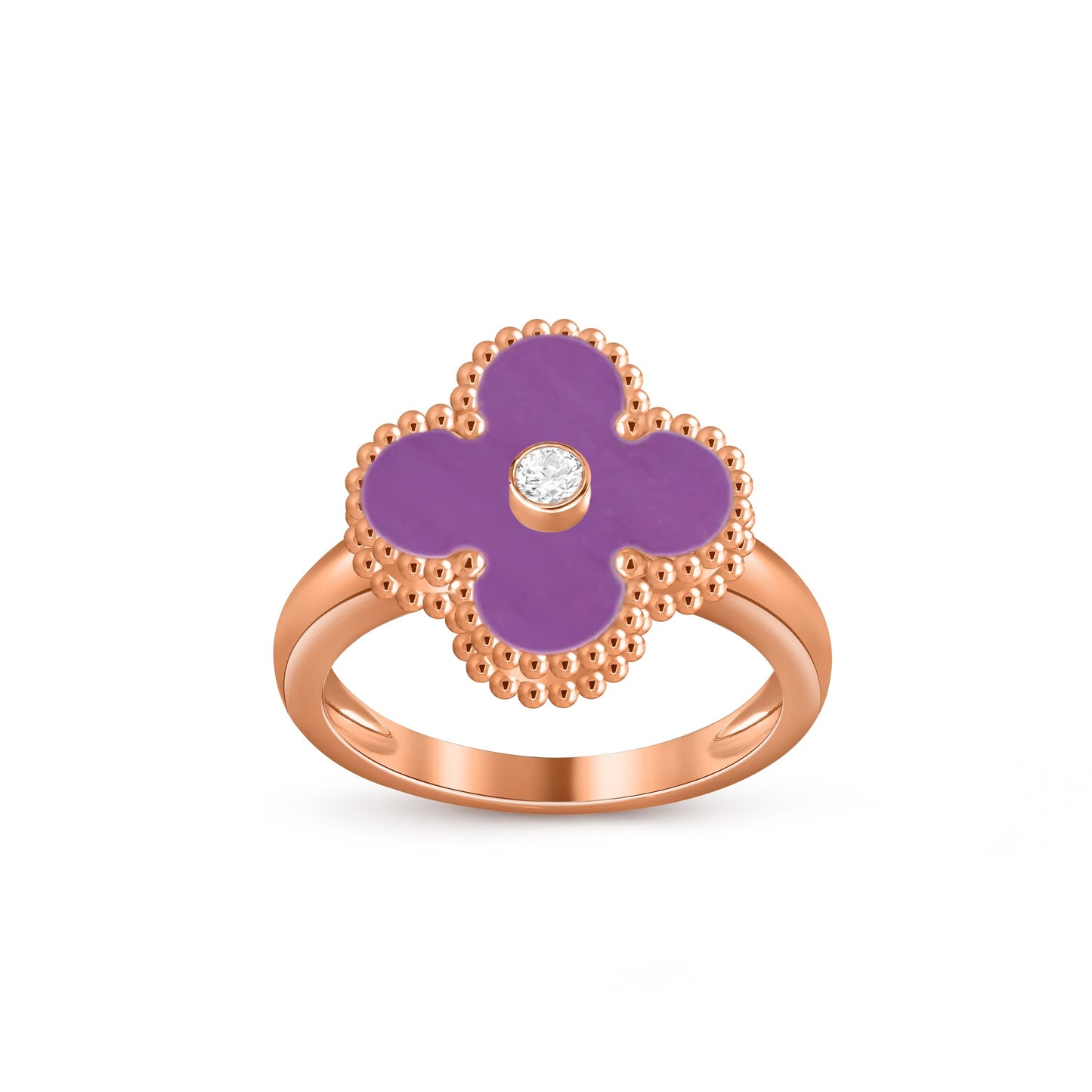 [AM]LUCKY CLOVER DIAMOND-ACCENT ROSE GOLD RING COLLECTION