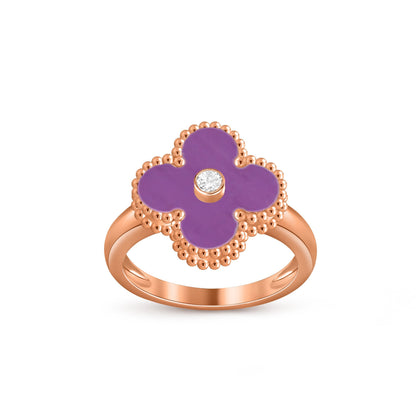 [AM]LUCKY CLOVER DIAMOND-ACCENT ROSE GOLD RING COLLECTION