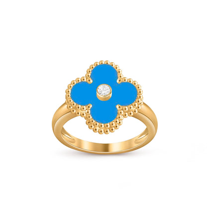 [AM]LUCKY CLOVER DIAMOND-ACCENT GOLD RING COLLECTION