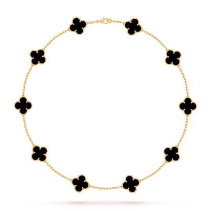 [AM]CLASSIC LUCKY 10-MOTIF CLOVER NECKLACE GOLD COLLECTION