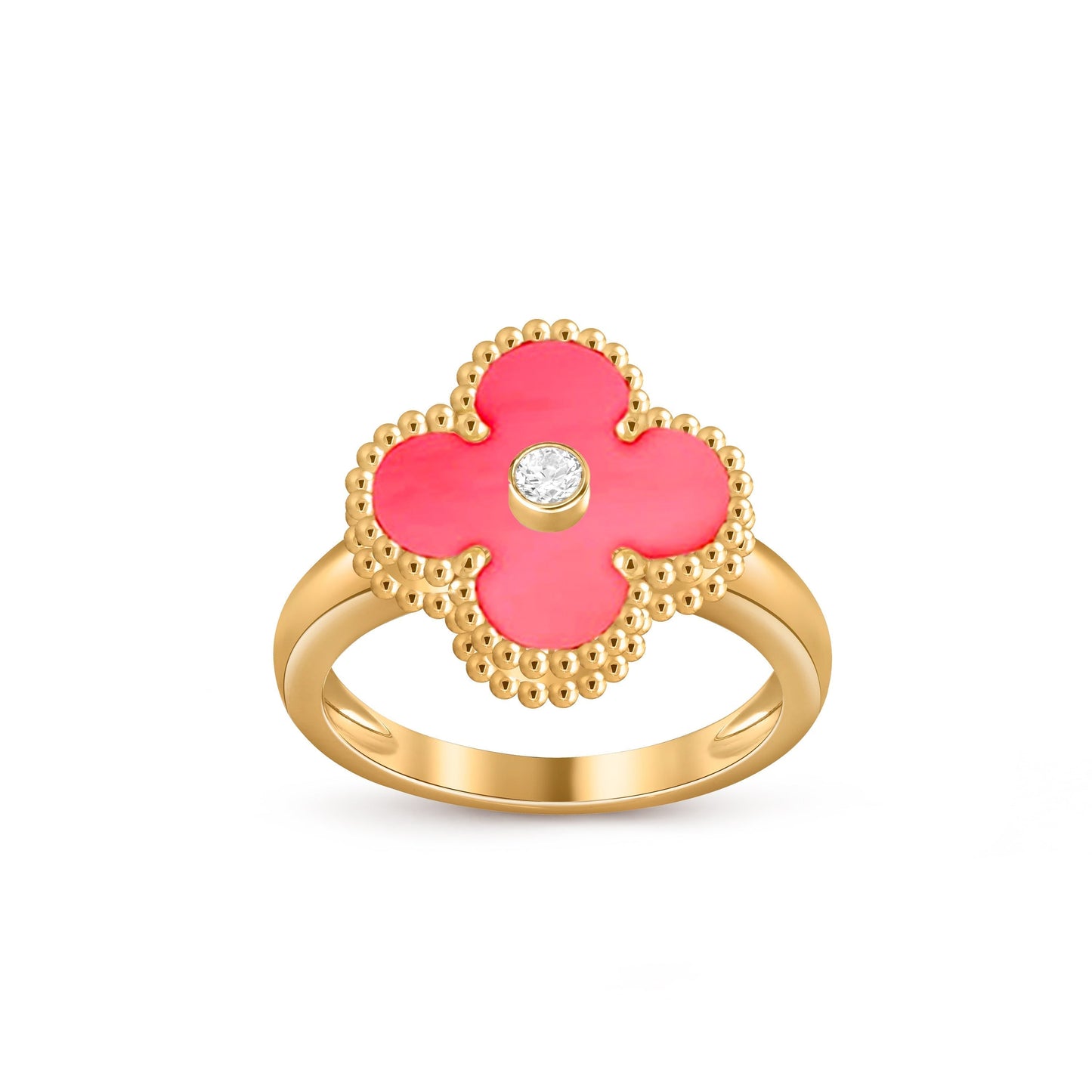 [AM]LUCKY CLOVER DIAMOND-ACCENT GOLD RING COLLECTION
