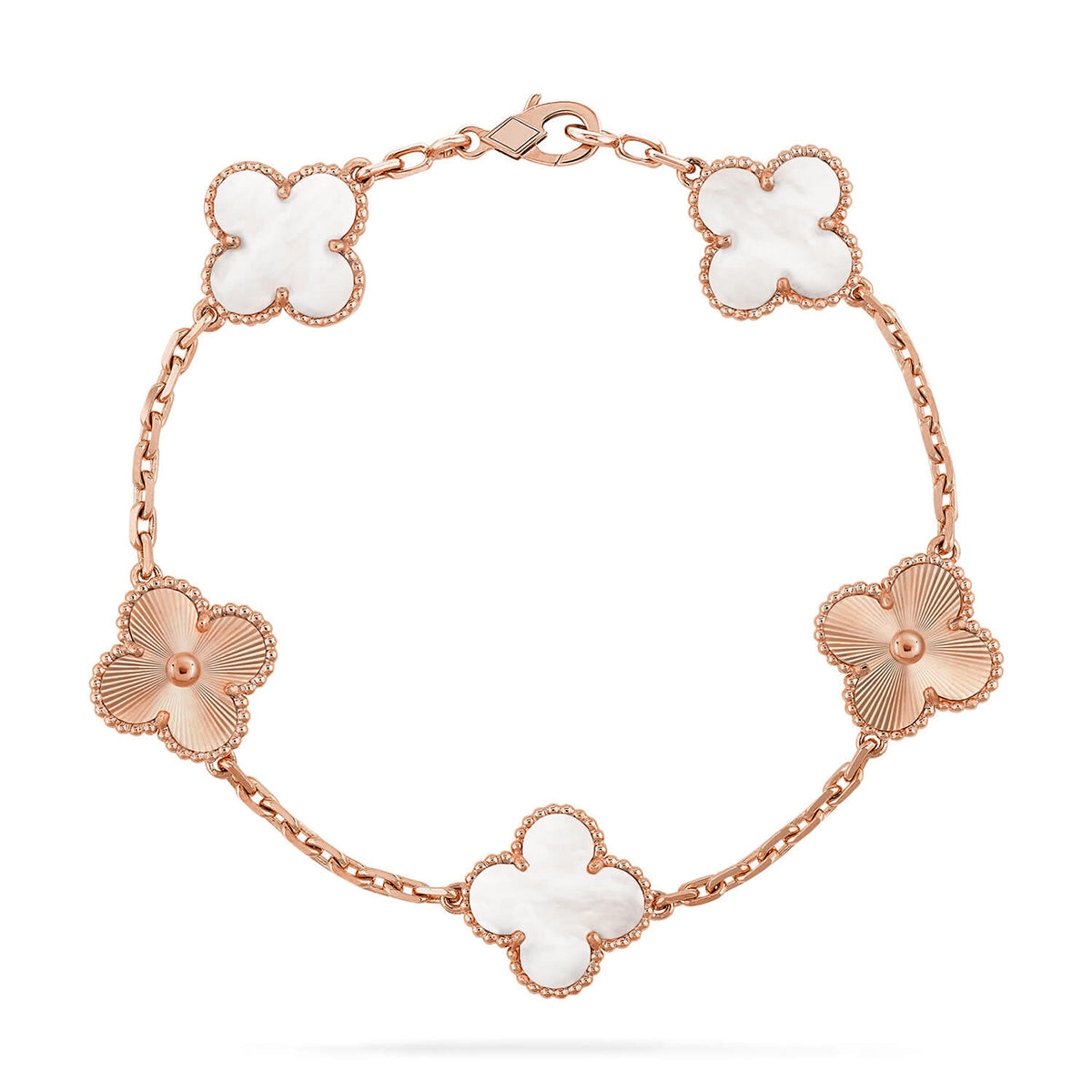 [AM]LUCKY CLOVER 5-MOTIF BRACELET - WHITE MOTHER-OF-PEARL COLLECTION