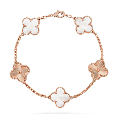 [AM]LUCKY CLOVER 5-MOTIF BRACELET - WHITE MOTHER-OF-PEARL COLLECTION