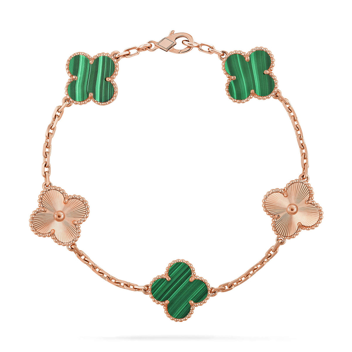 [AM]LUCKY CLOVER 5-MOTIF BRACELET - MALACHITE COLLECTION