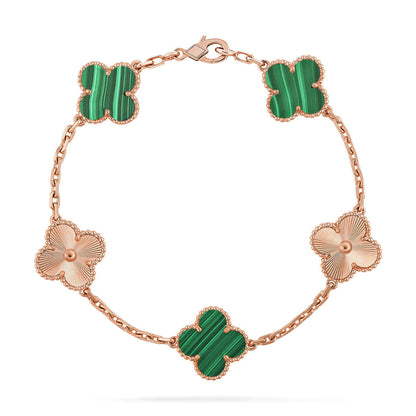 [AM]LUCKY CLOVER 5-MOTIF BRACELET - MALACHITE COLLECTION