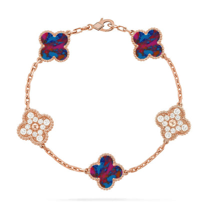 [AM]LUCKY CLOVER 5-MOTIF BRACELET - MULTI-GEM COLLECTION