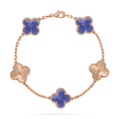 [AM]LUCKY CLOVER 5-MOTIF BRACELET - BLUE LARIMAR COLLECTION