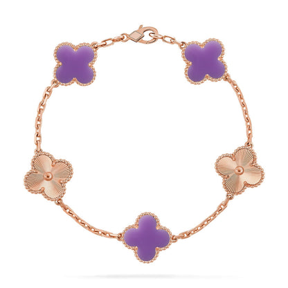 [AM]LUCKY CLOVER 5-MOTIF BRACELET - LAVENDER COLLECTION
