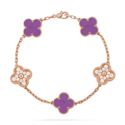 [AM]LUCKY CLOVER 5-MOTIF BRACELET - VIOLET COLLECTION