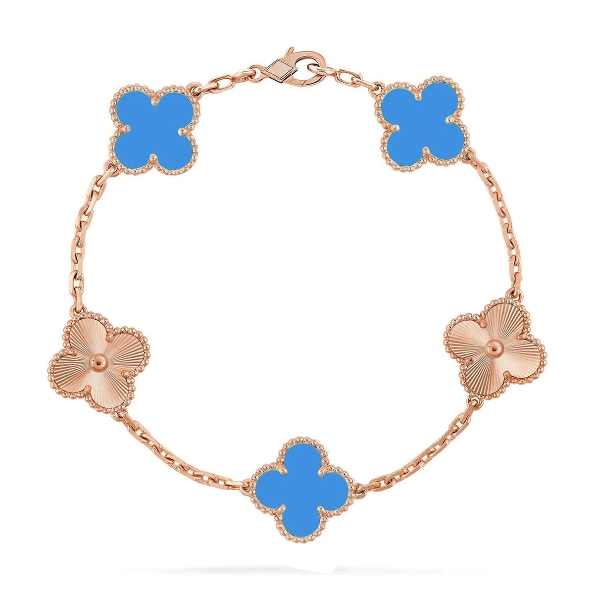 [AM]LUCKY CLOVER 5-MOTIF BRACELET - BLUE AGATE COLLECTION