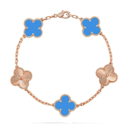 [AM]LUCKY CLOVER 5-MOTIF BRACELET - BLUE AGATE COLLECTION