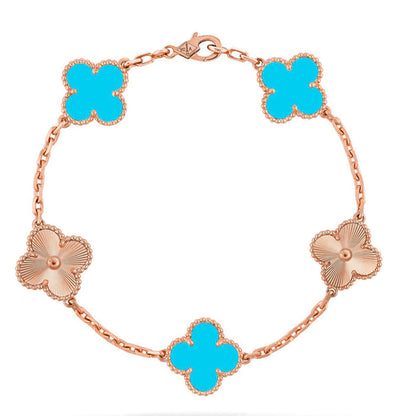 [AM]LUCKY CLOVER 5-MOTIF BRACELET - TURQUOISE COLLECTION