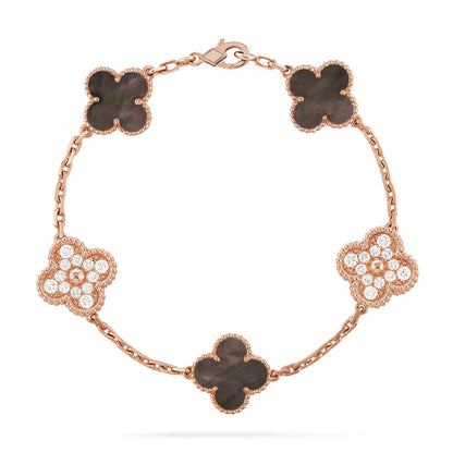 [AM]LUCKY CLOVER 5-MOTIF BRACELET - GREY MOTHER-OF-PEARL COLLECTION