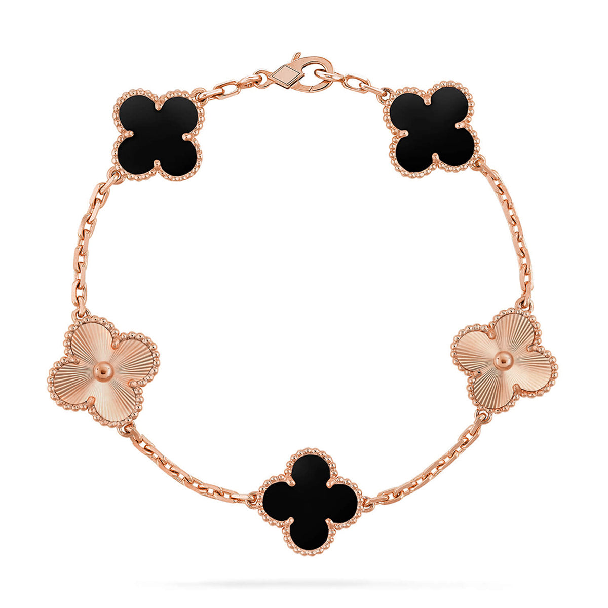 [AM]LUCKY CLOVER 5-MOTIF BRACELET - BLACK OXNY COLLECTION