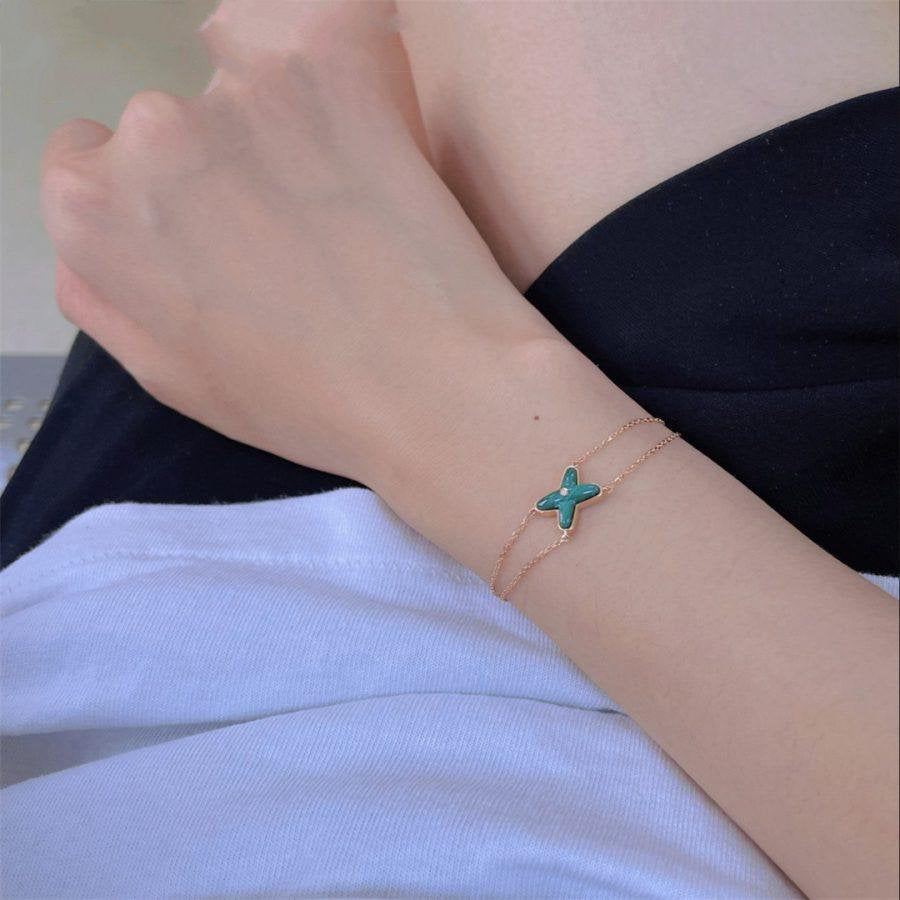 [AM]JEUX BRACELET MALACHITE ROSE GOLD 1 DIAMOND