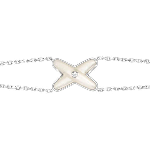 [AM]JEUX BRACELET WHITE MOP SILVER 1 DIAMOND