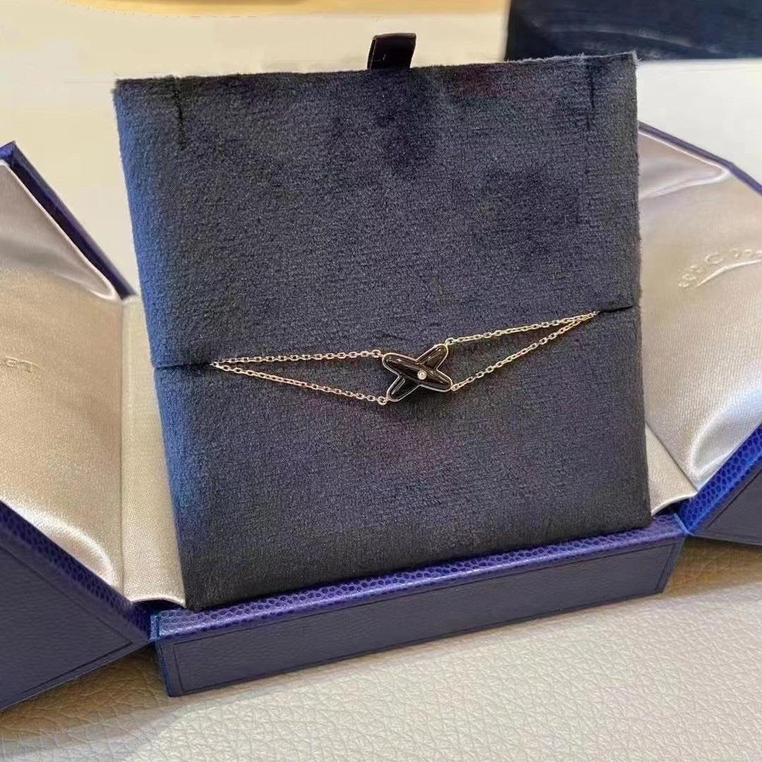 [AM]JEUX BRACELET ONYX ROSE GOLD 1 DIAMOND