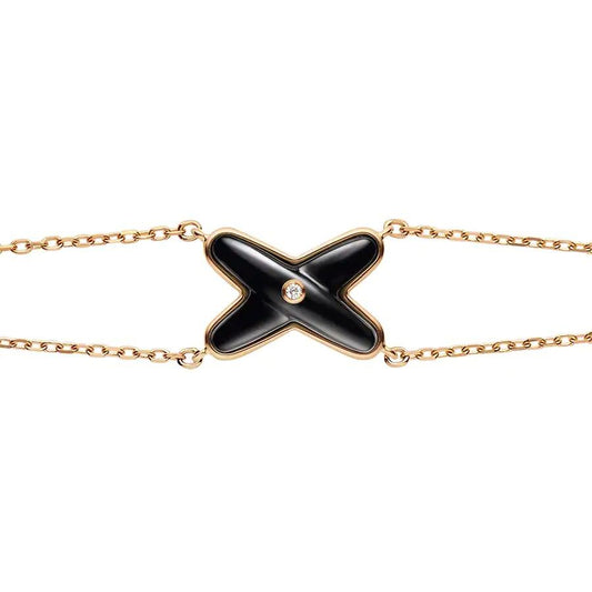 [AM]JEUX BRACELET ONYX ROSE GOLD 1 DIAMOND