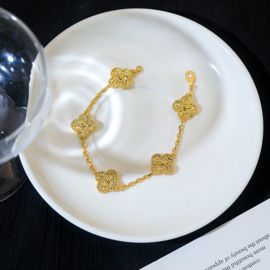 [AM]LUCKY CLOVER 5-MOTIF BRACELET - BRONZING