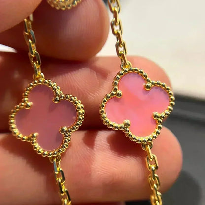 [AM]LUCKY CLOVER 5-MOTIF BRACELET - PINK MOTHER-OF-PEARL COLLECTION