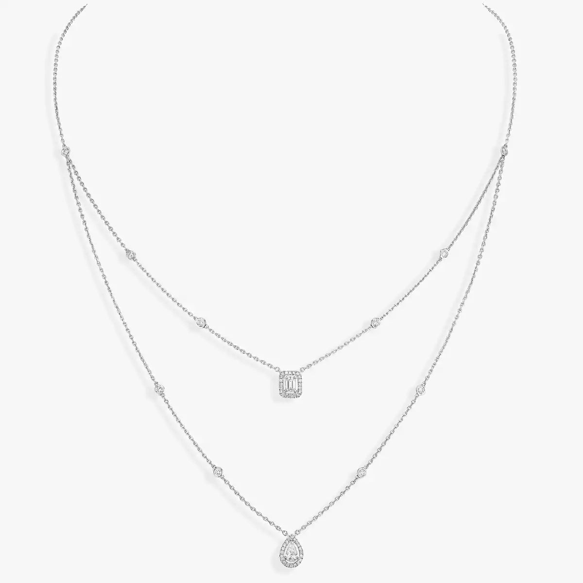 [AM]MY TWIN 2-ROW DIAMOND NECKLACE