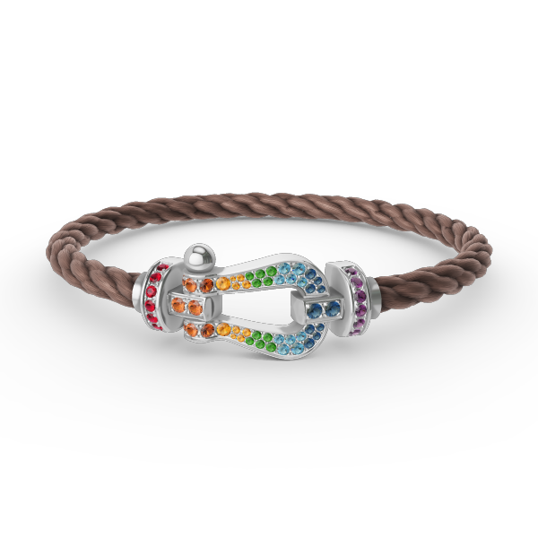 [AM]FORCE LARGE HORSESHOE COLORED DIAMOND BRACELET - WHITE GOLD