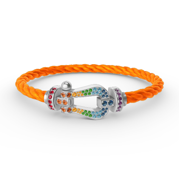 [AM]FORCE LARGE HORSESHOE COLORED DIAMOND BRACELET - WHITE GOLD