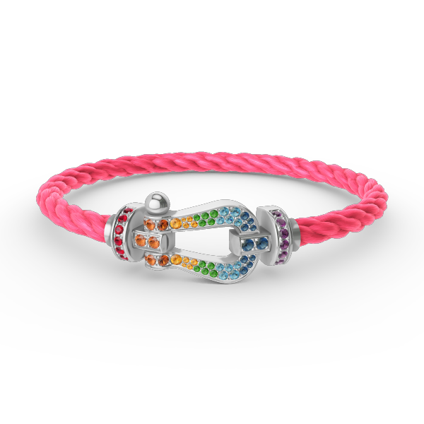 [AM]FORCE LARGE HORSESHOE COLORED DIAMOND BRACELET - WHITE GOLD