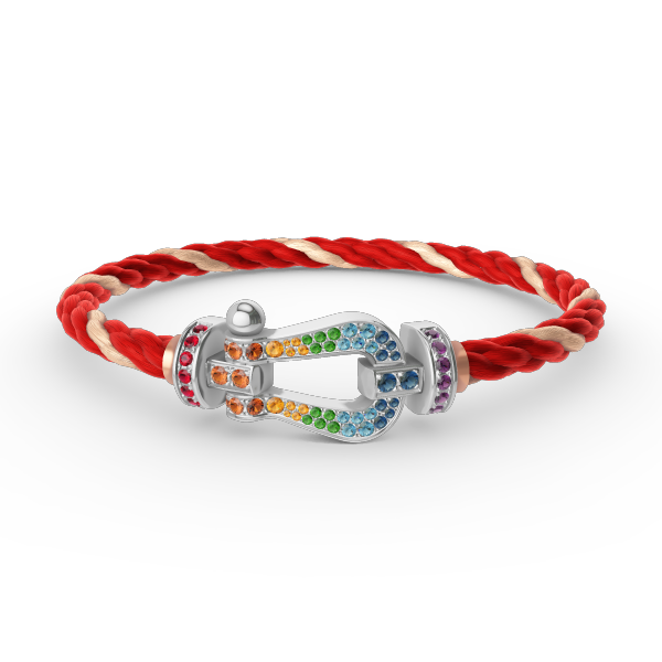 [AM]FORCE LARGE HORSESHOE COLORED DIAMOND BRACELET - WHITE GOLD