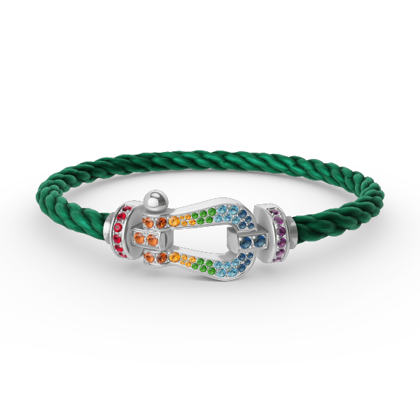 [AM]FORCE LARGE HORSESHOE COLORED DIAMOND BRACELET - WHITE GOLD