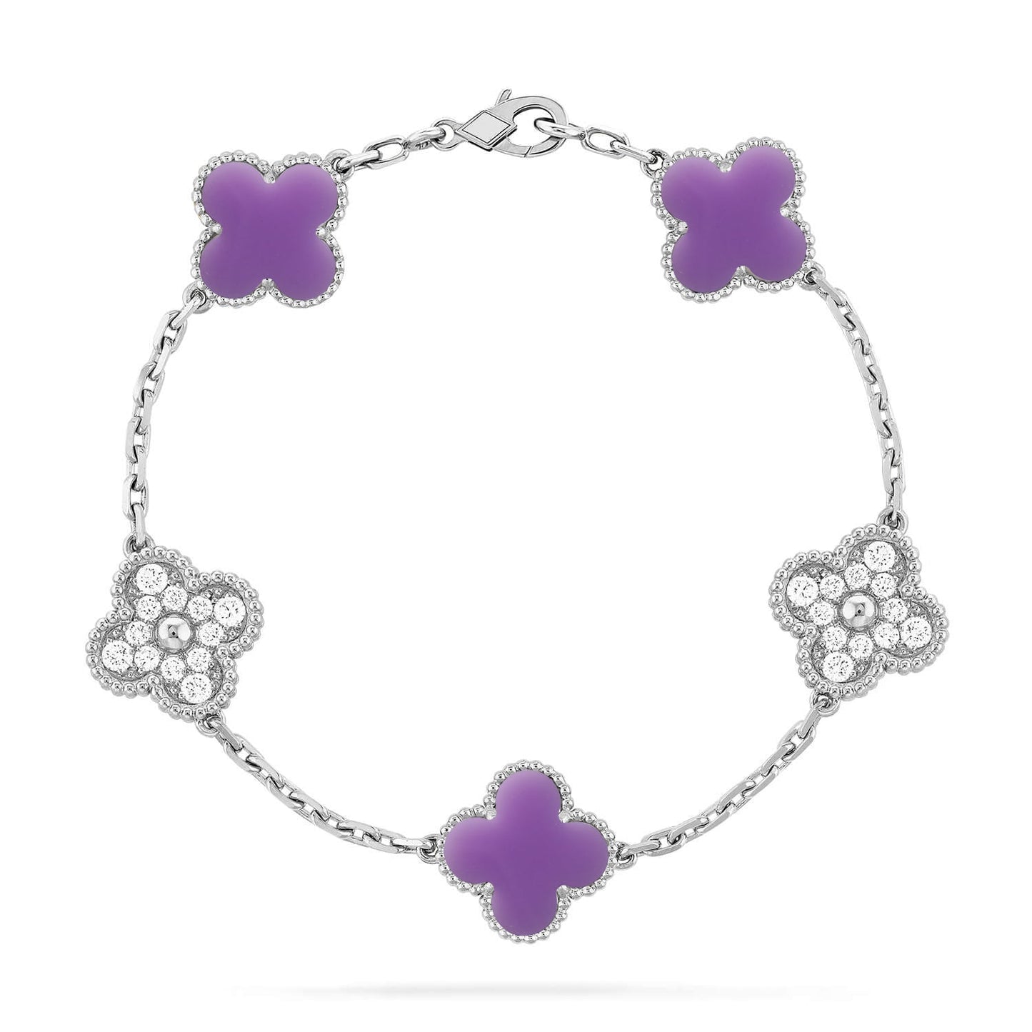 [AM]LUCKY CLOVER 5-MOTIF BRACELET - LAVENDER COLLECTION