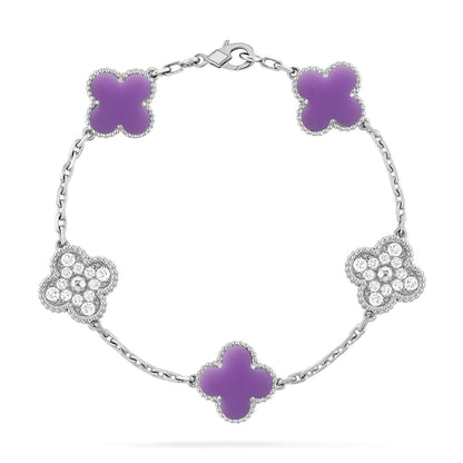 [AM]LUCKY CLOVER 5-MOTIF BRACELET - LAVENDER COLLECTION
