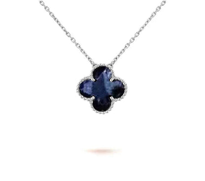 [AM]15MM CLOVER FLOWER PENDANT NECKLACE WHITE GOLD COLLECTION