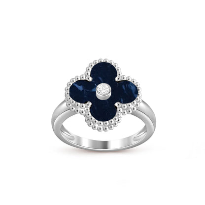 [AM]LUCKY CLOVER DIAMOND-ACCENT WHITE GOLD RING COLLECTION