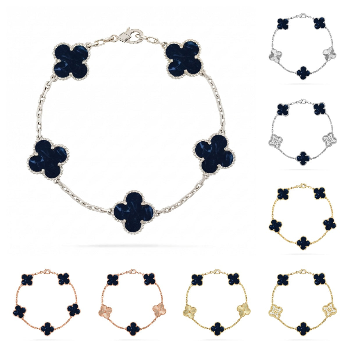 [AM]LUCKY CLOVER 5-MOTIF BRACELET - PIETERSITE COLLECTION